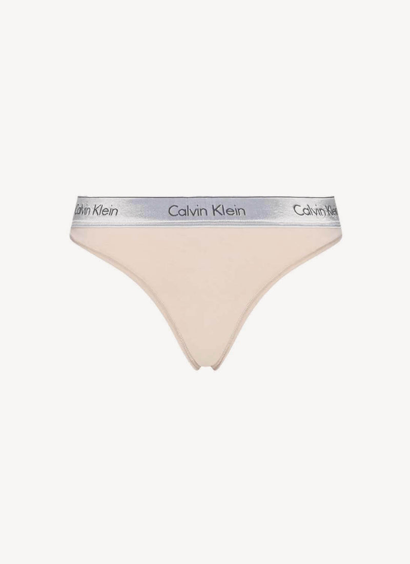 Calvin Klein - Culotte Modern Cotton Metallic - Buff Beige Silver Web - Femme