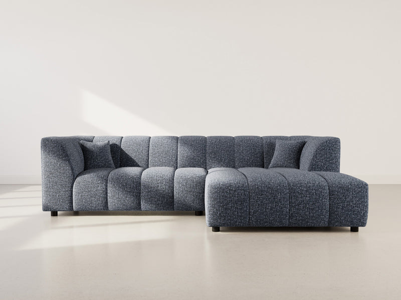 Curtis - Corner Sofa With Armrest - 4 Seater - Textured Fabric - Blue