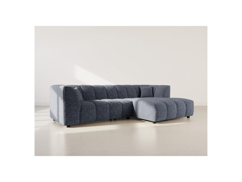 Curtis - Corner Sofa With Armrest - 4 Seater - Textured Fabric - Blue
