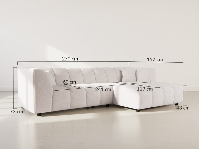 Curtis - Sofá esquinero con reposabrazos - 4 plazas - Tela texturizada - Gris oscuro