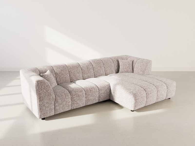 Curtis - Corner Sofa With Armrest - 4 Seater - Textured Fabric - Taupe