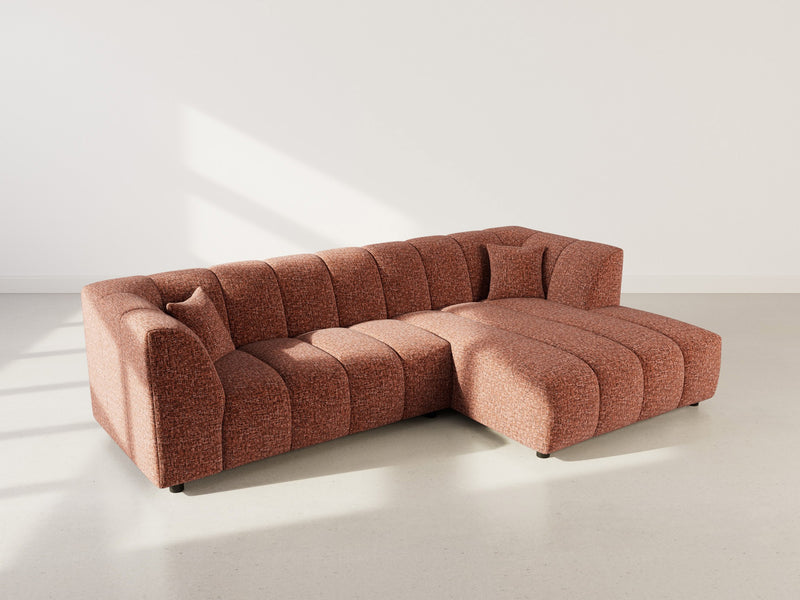 Curtis - Corner Sofa With Armrest - 4 Seater - Textured Fabric - Terracotta
