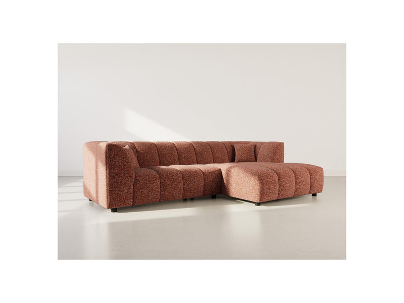 Curtis - Corner Sofa With Armrest - 4 Seater - Textured Fabric - Terracotta