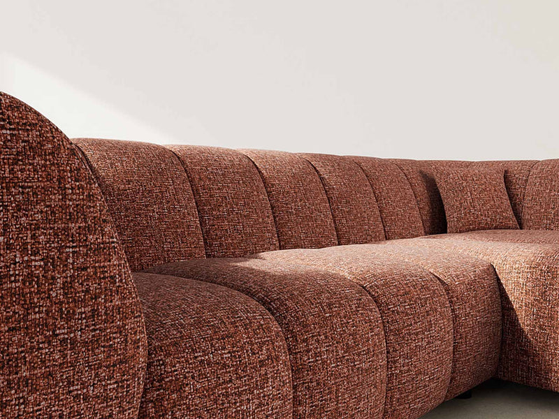 Curtis - Corner Sofa With Armrest - 4 Seater - Textured Fabric - Terracotta