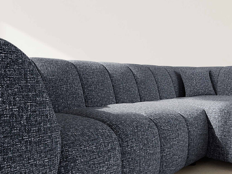 Curtis - Corner Sofa With Armrest - 4 Seater - Textured Fabric - Blue