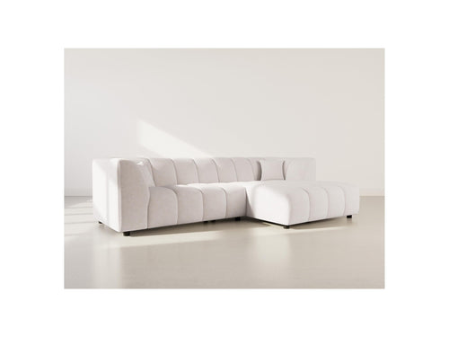 Curtis - Sofá esquinero con reposabrazos - 4 plazas - Tela texturizada - Beige