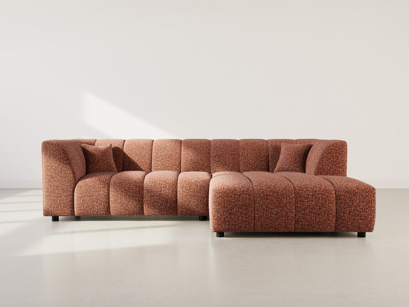 Curtis - Corner Sofa With Armrest - 4 Seater - Textured Fabric - Terracotta