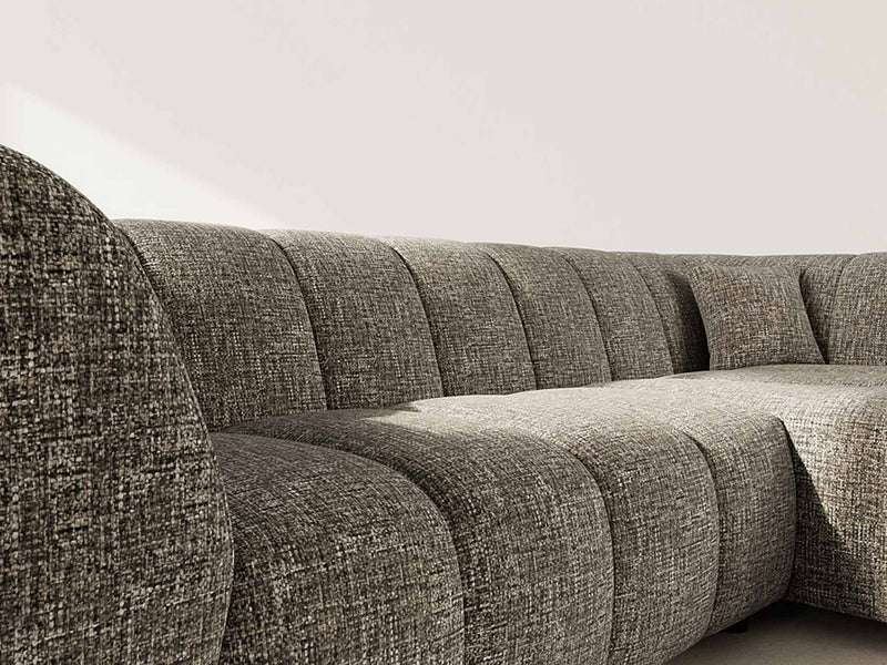 Curtis - Sofá esquinero con reposabrazos - 4 plazas - Tela texturizada - Verde oliva