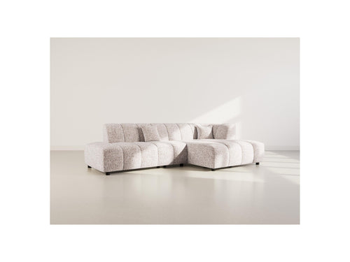 Curtis - Sofá esquinero sin reposabrazos - 4 plazas - Tela texturizada - Taupe