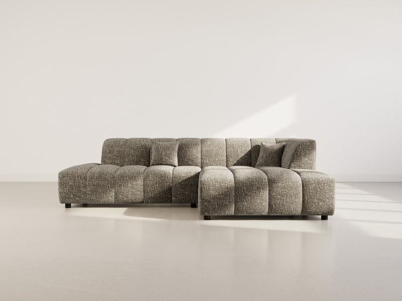 Curtis - Armless Corner Sofa - 4 Seater - Textured Fabric - Olive Green