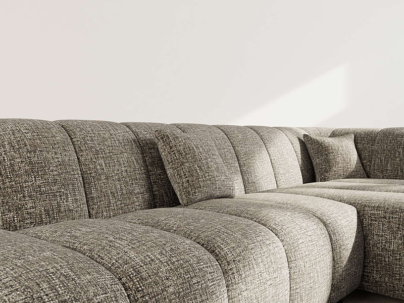 Curtis - Armless Corner Sofa - 4 Seater - Textured Fabric - Olive Green