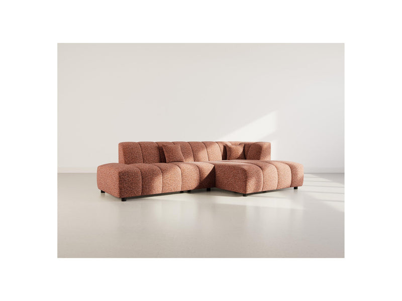 Curtis - Corner Sofa without Armrest - 4 Seater - Textured Fabric - Terracotta