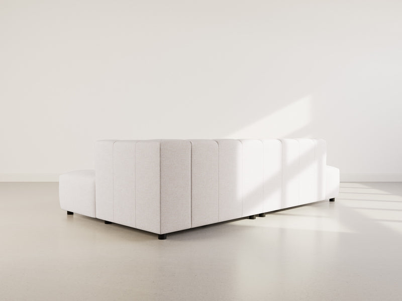 Curtis - Sofá esquinero sin reposabrazos - 4 plazas - Tela texturizada - Beige