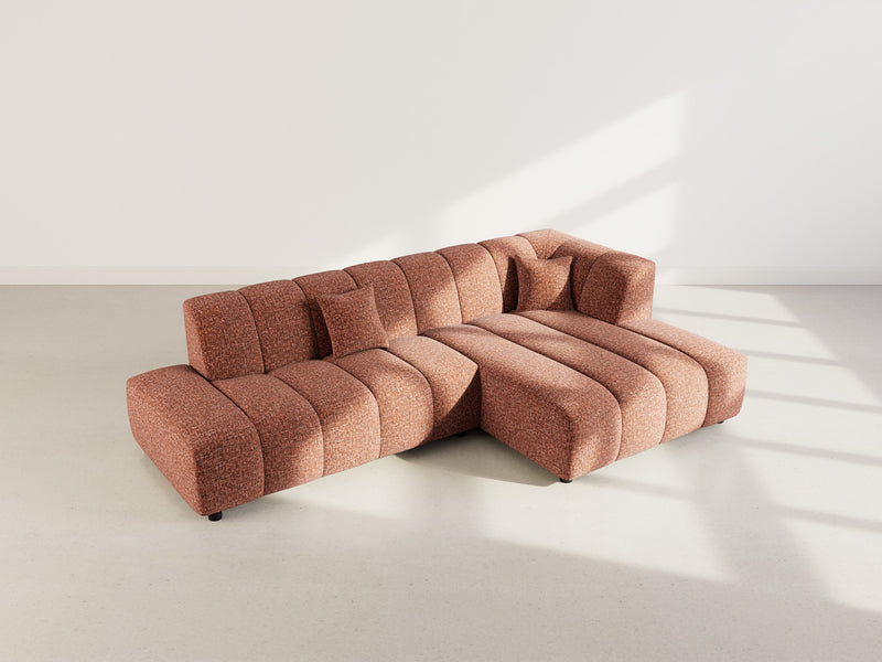 Curtis - Corner Sofa without Armrest - 4 Seater - Textured Fabric - Terracotta