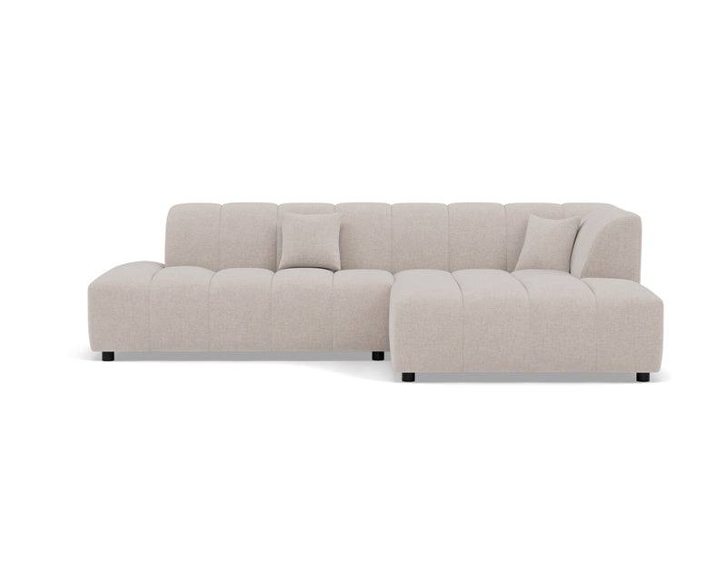 Curtis - Sofá esquinero sin reposabrazos - 4 plazas - Tela texturizada - Beige