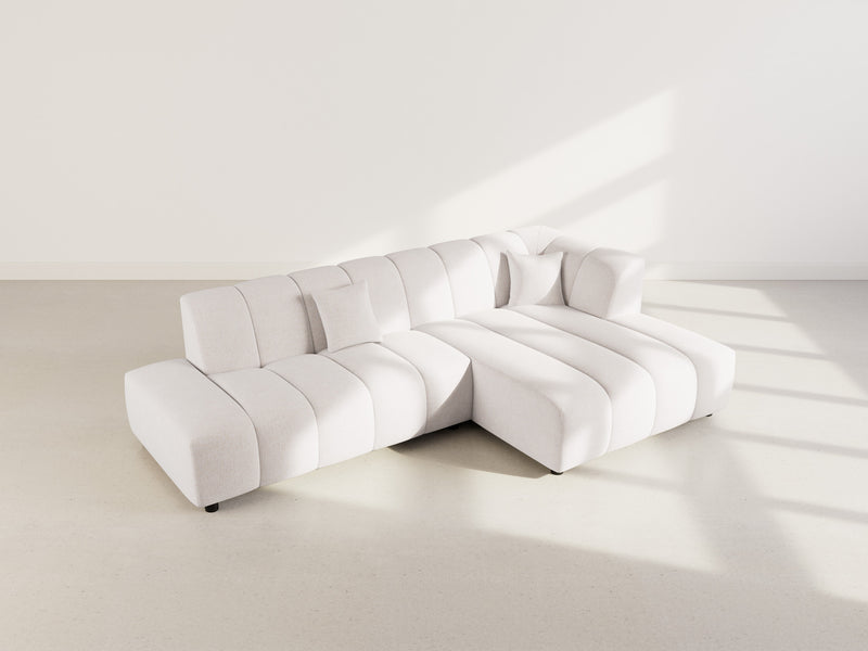 Curtis - Sofá esquinero sin reposabrazos - 4 plazas - Tela texturizada - Beige