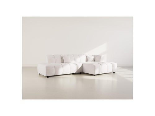 Curtis - Sofá esquinero sin reposabrazos - 4 plazas - Tela texturizada - Beige