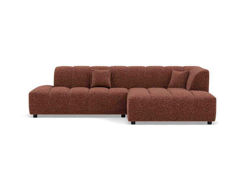 Curtis - Corner Sofa without Armrest - 4 Seater - Textured Fabric - Terracotta