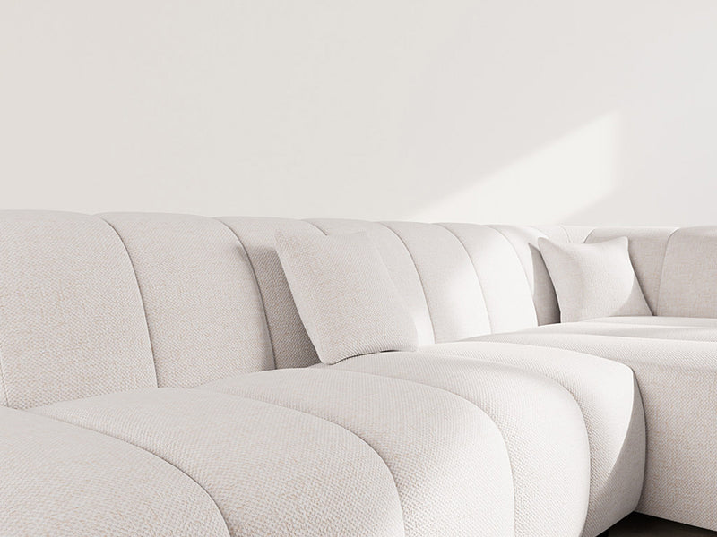 Curtis - Sofá esquinero sin reposabrazos - 4 plazas - Tela texturizada - Beige