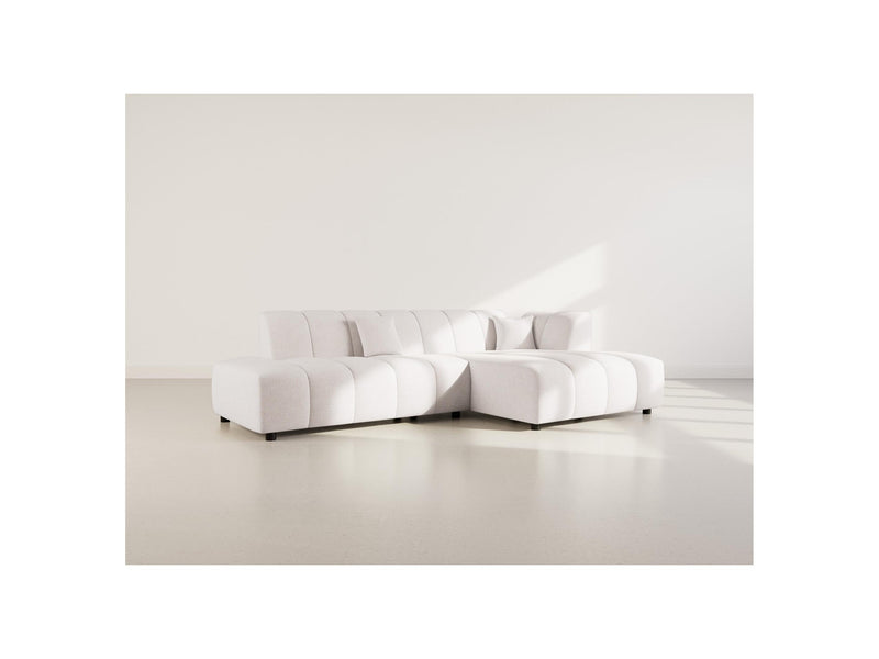 Curtis - Sofá esquinero sin reposabrazos - 4 plazas - Tela texturizada - Beige