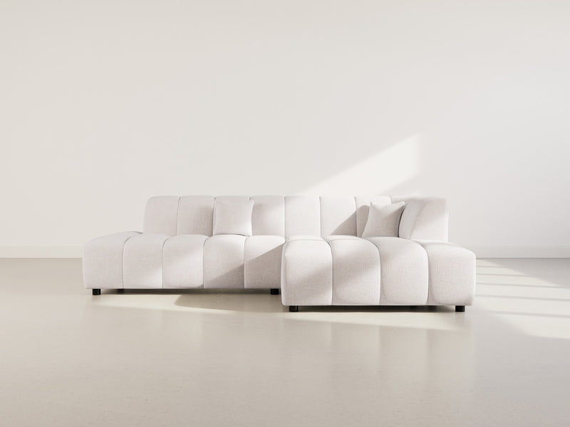 Curtis - Sofá esquinero sin reposabrazos - 4 plazas - Tela texturizada - Beige