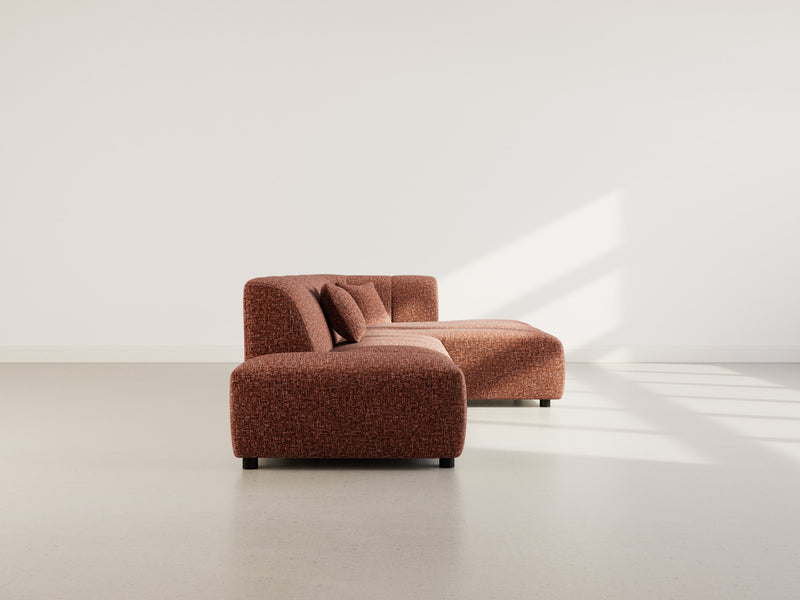 Curtis - Corner Sofa without Armrest - 4 Seater - Textured Fabric - Terracotta
