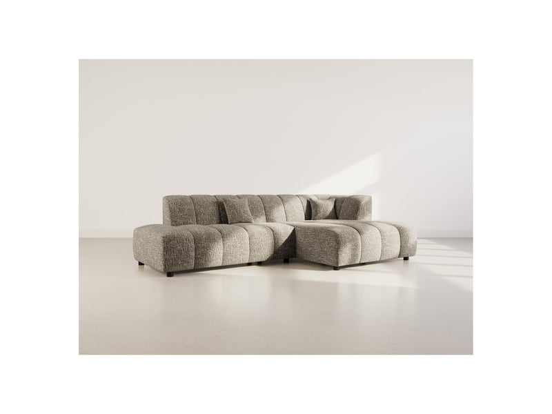 Curtis - Armless Corner Sofa - 4 Seater - Textured Fabric - Olive Green
