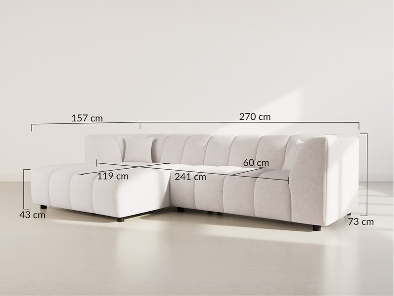 Curtis - Corner Sofa With Armrest - 4 Seater - Textured Fabric - Taupe