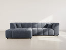 Curtis - Corner Sofa With Armrest - 4 Seater - Textured Fabric - Blue