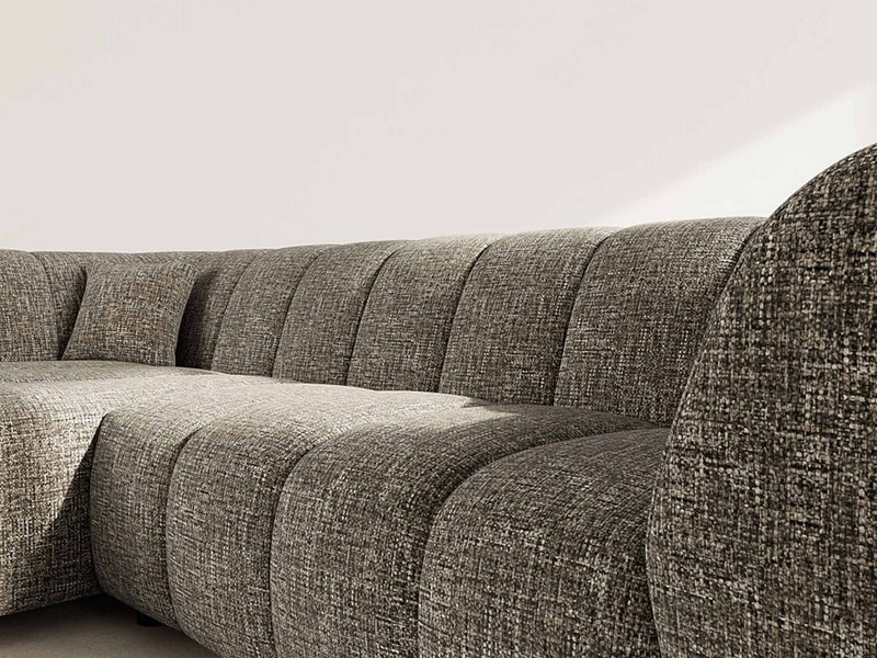 Curtis - Sofá esquinero con reposabrazos - 4 plazas - Tela texturizada - Verde oliva