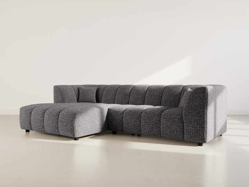 Curtis - Sofá esquinero con reposabrazos - 4 plazas - Tela texturizada - Gris oscuro