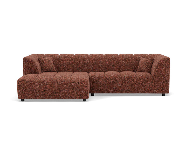 Curtis - Corner Sofa With Armrest - 4 Seater - Textured Fabric - Terracotta