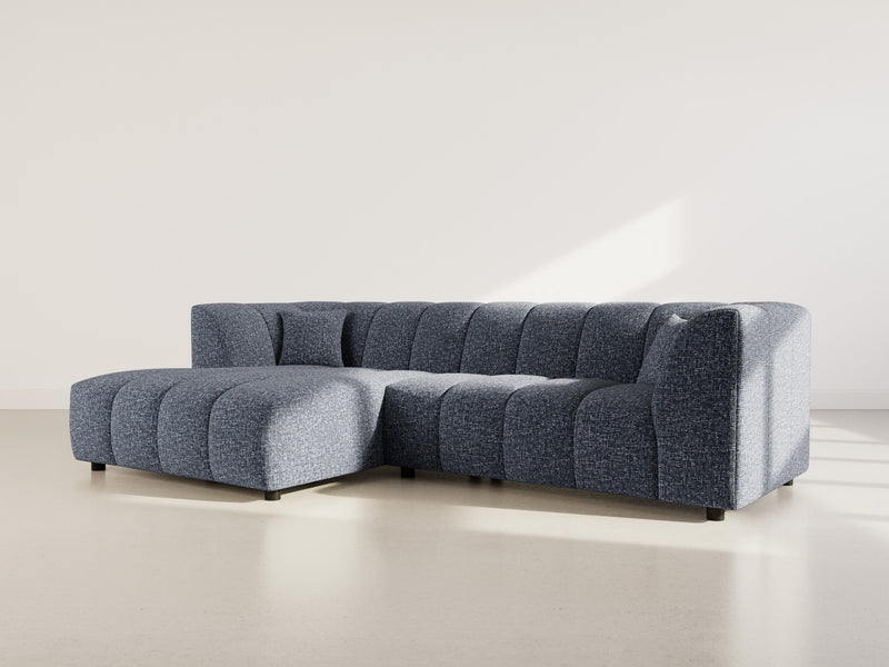 Curtis - Corner Sofa With Armrest - 4 Seater - Textured Fabric - Blue