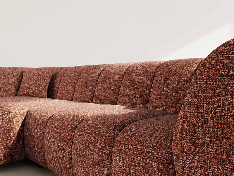 Curtis - Corner Sofa With Armrest - 4 Seater - Textured Fabric - Terracotta