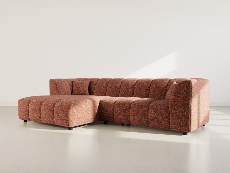 Curtis - Corner Sofa With Armrest - 4 Seater - Textured Fabric - Terracotta