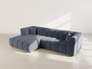 Curtis - Corner Sofa With Armrest - 4 Seater - Textured Fabric - Blue