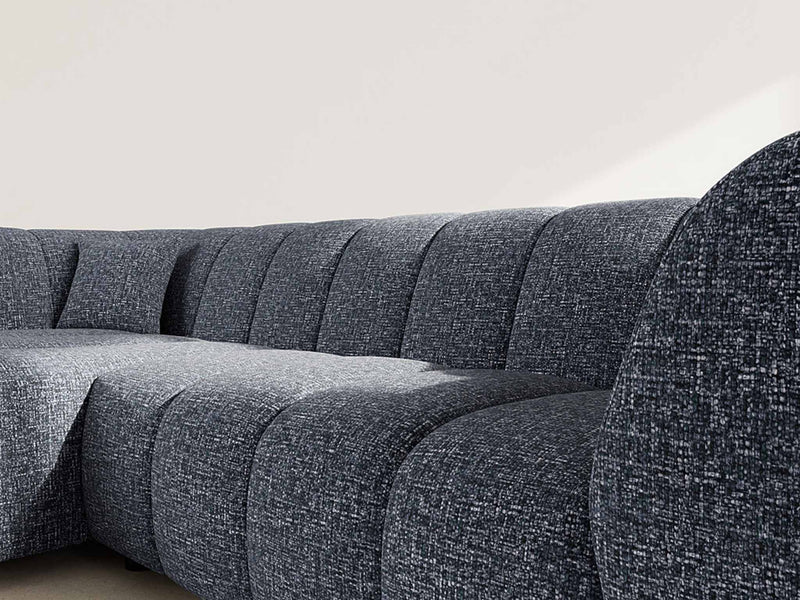 Curtis - Corner Sofa With Armrest - 4 Seater - Textured Fabric - Blue