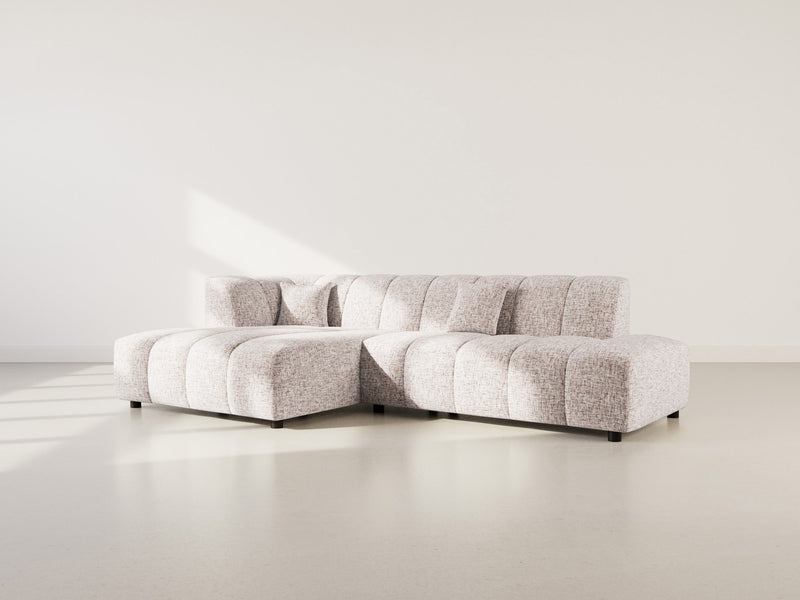 Curtis - Corner Sofa without Armrest - 4 Seater - Textured Fabric - Taupe