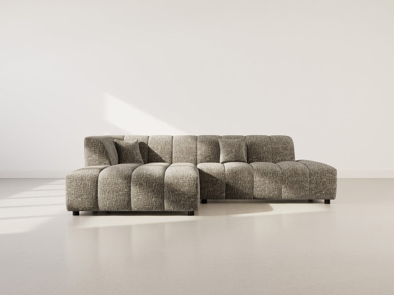 Curtis - Armless Corner Sofa - 4 Seater - Textured Fabric - Olive Green