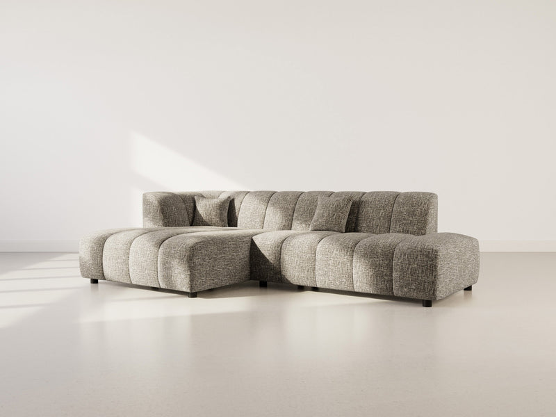 Curtis - Armless Corner Sofa - 4 Seater - Textured Fabric - Olive Green