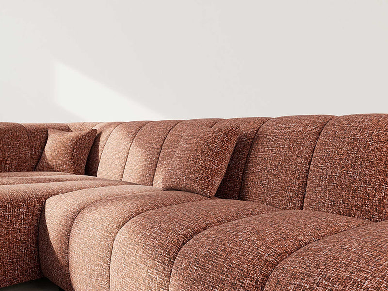 Curtis - Corner Sofa without Armrest - 4 Seater - Textured Fabric - Terracotta