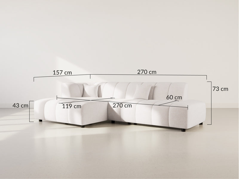 Curtis - Sofá esquinero sin reposabrazos - 4 plazas - Tela texturizada - Beige