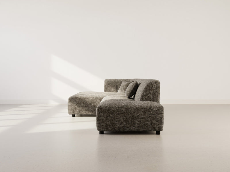 Curtis - Armless Corner Sofa - 4 Seater - Textured Fabric - Olive Green