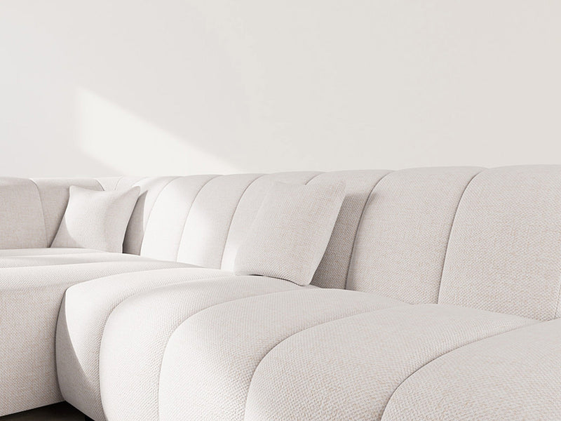 Curtis - Sofá esquinero sin reposabrazos - 4 plazas - Tela texturizada - Beige