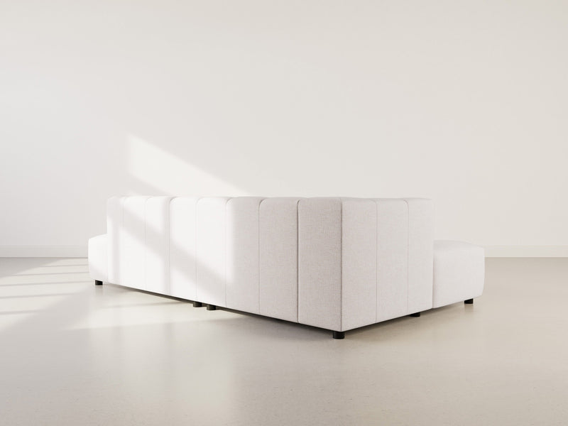 Curtis - Sofá esquinero sin reposabrazos - 4 plazas - Tela texturizada - Beige