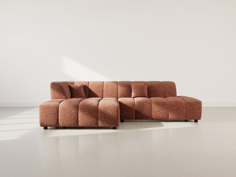 Curtis - Corner Sofa without Armrest - 4 Seater - Textured Fabric - Terracotta