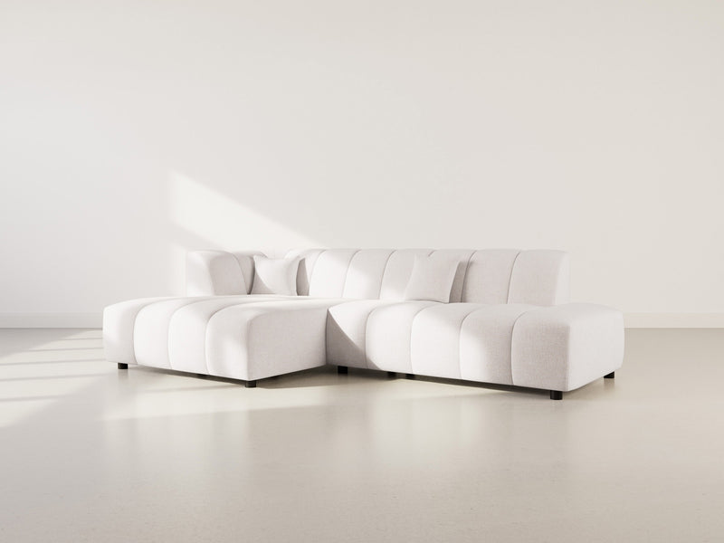 Curtis - Sofá esquinero sin reposabrazos - 4 plazas - Tela texturizada - Beige