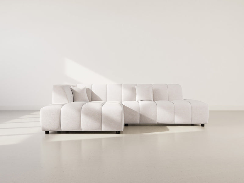 Curtis - Sofá esquinero sin reposabrazos - 4 plazas - Tela texturizada - Beige