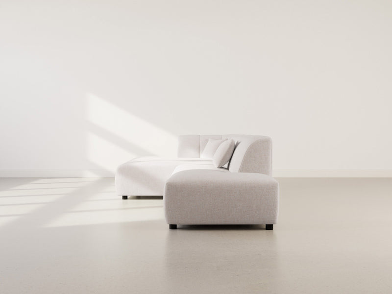 Curtis - Sofá esquinero sin reposabrazos - 4 plazas - Tela texturizada - Beige