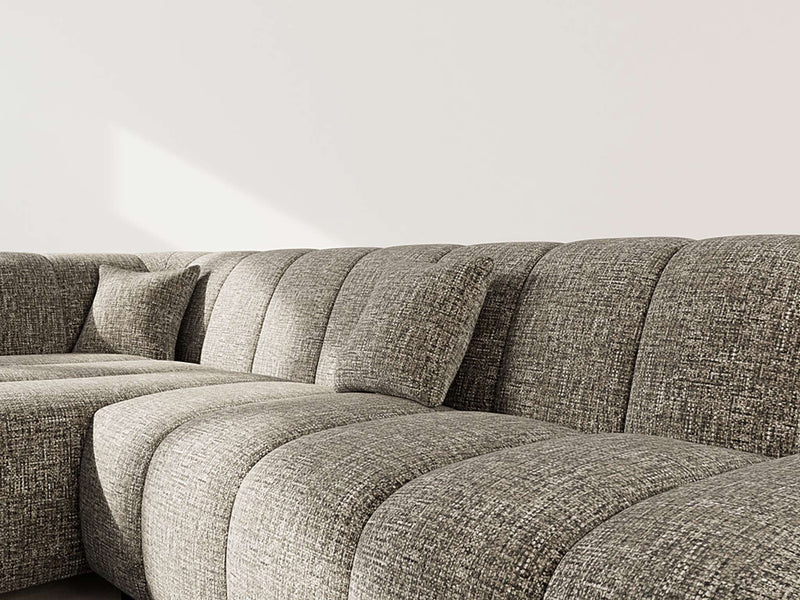 Curtis - Armless Corner Sofa - 4 Seater - Textured Fabric - Olive Green